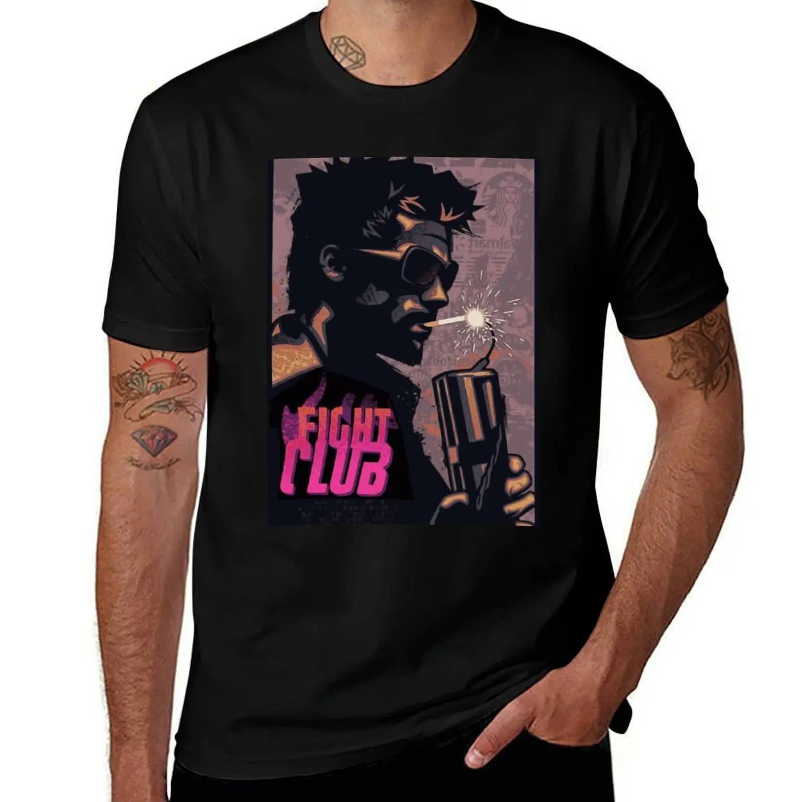 

Fight Club Tyler Durden Smoking a Dynamite T-Shirt graphics vintage for a boy Short sleeve tee men