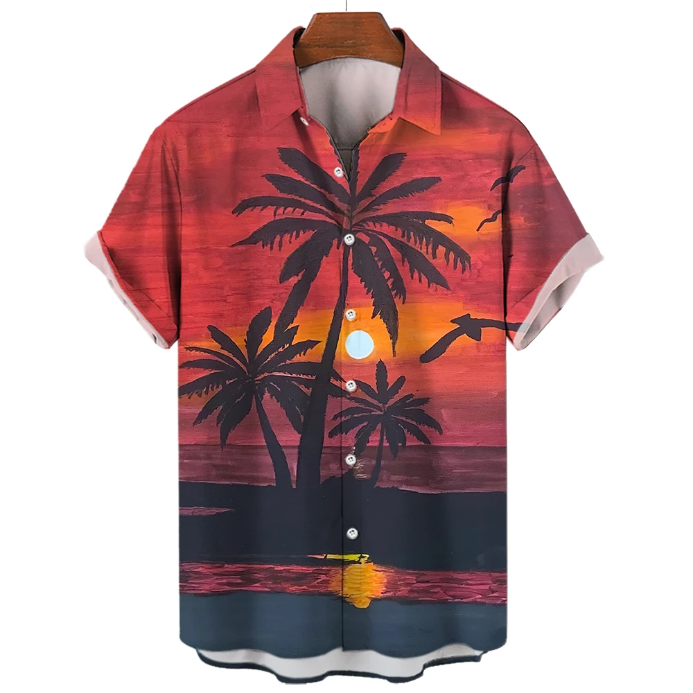 Vintage Men's Shirt Beach surfing 3D Print Men's Clothing Summer New Casual Hawaii Beach Hawaiian Harajuku Holiday Shirt