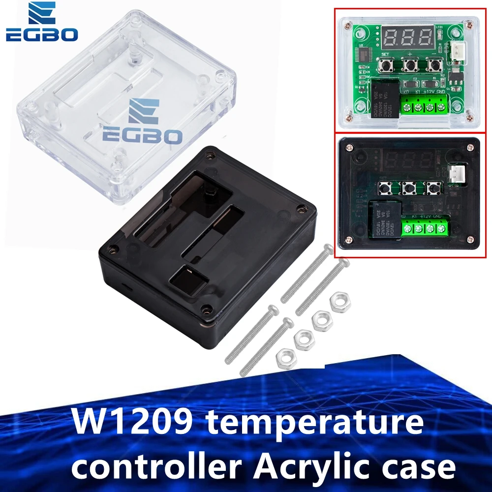 W1209 DC12V cool temp thermostat temperature control switch temperature controller Acrylic case transparentBox