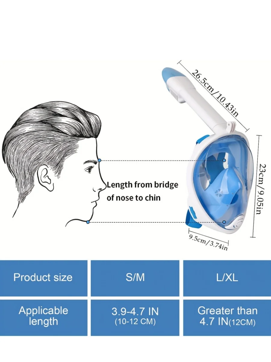 2-teiliges Unterwasser-Schnorchelset mit Vollgesichtsmaske, Tauchmaske mit Atemschutz, Antibeschlag-Beschichtung für Sicheres Atmen, für Kinder und Erwachsene