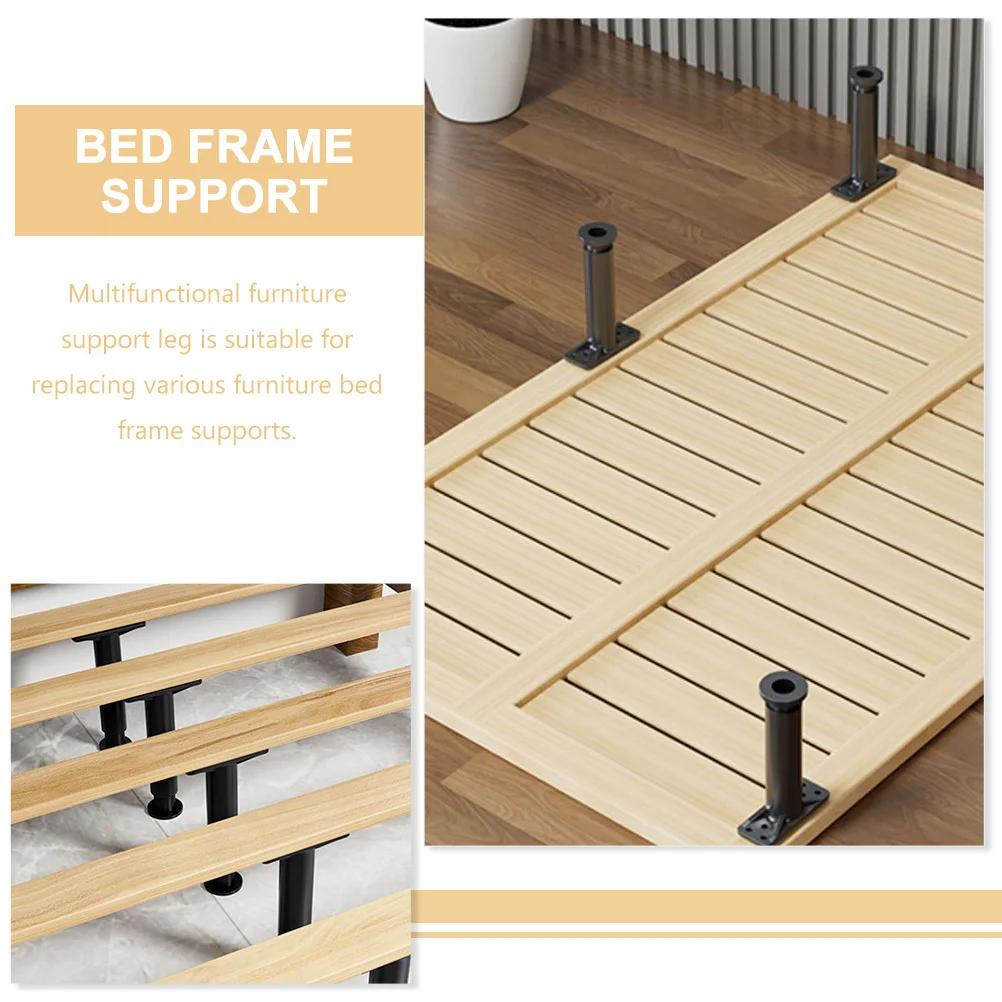 2 Pcs Bed Frame Adjustable Feet Center Support for Black Legs Replacement Height