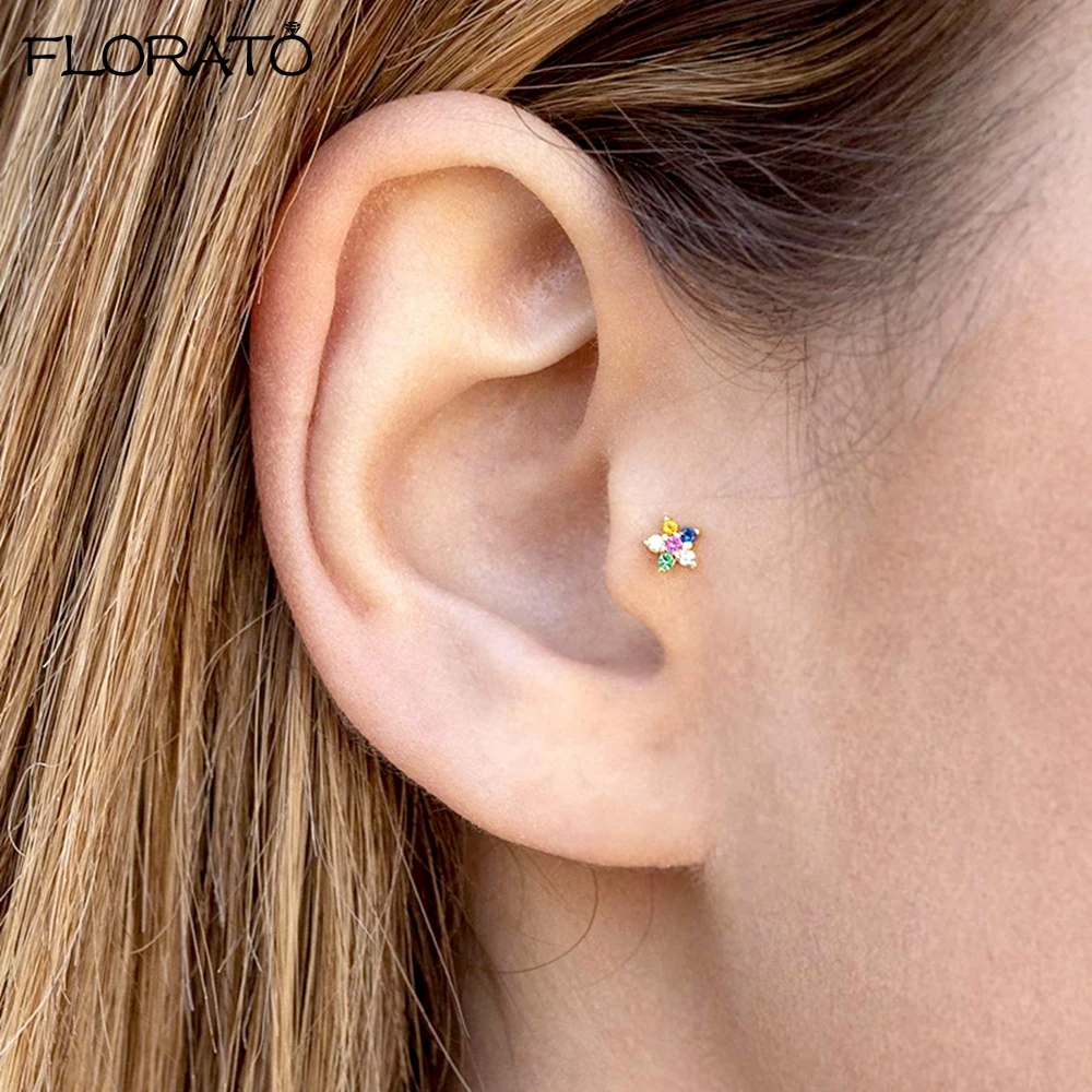 925 Silver Needle Shiny Zircon Stud Earrings Women Style Cute Sweet Jewelry Accessories Simple Fashion Jewelry Accessories