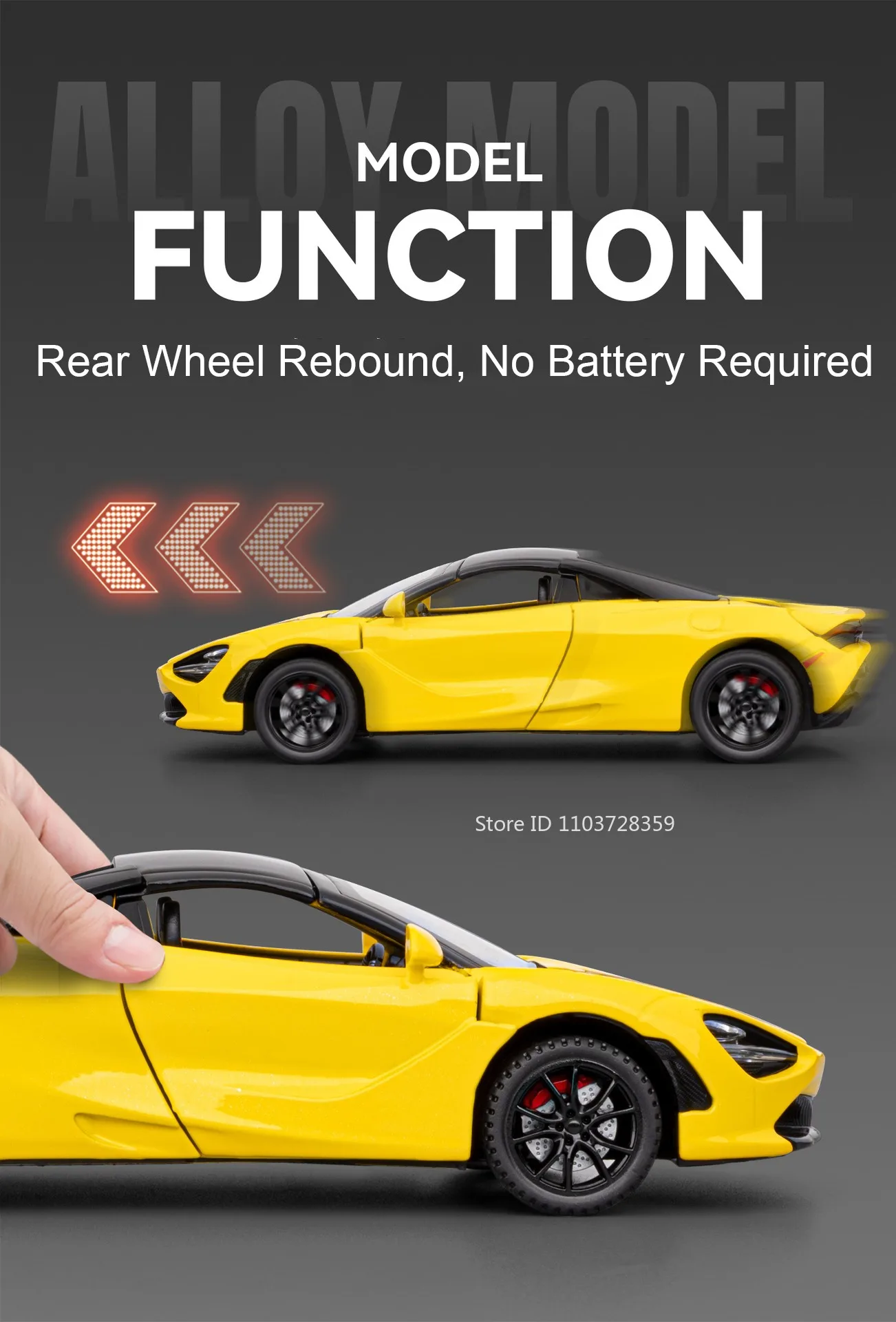 1:32 720S Senna Modell Spielzeug Sportwagen Legierung Druckguss Sound Licht Exquisite Innen Zurückziehen Supercar Modelle für Kinder präsentiert – Detail 7