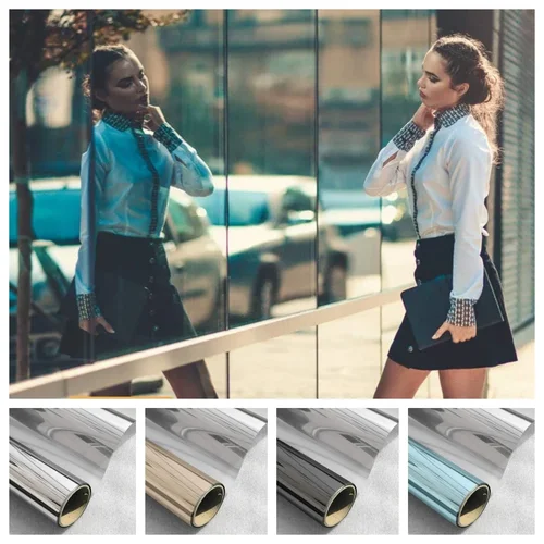 일방향 거울 창문 필름, 일광 차단, 열 제어, 자외선 차단, 자기 접착, 가정용 색조