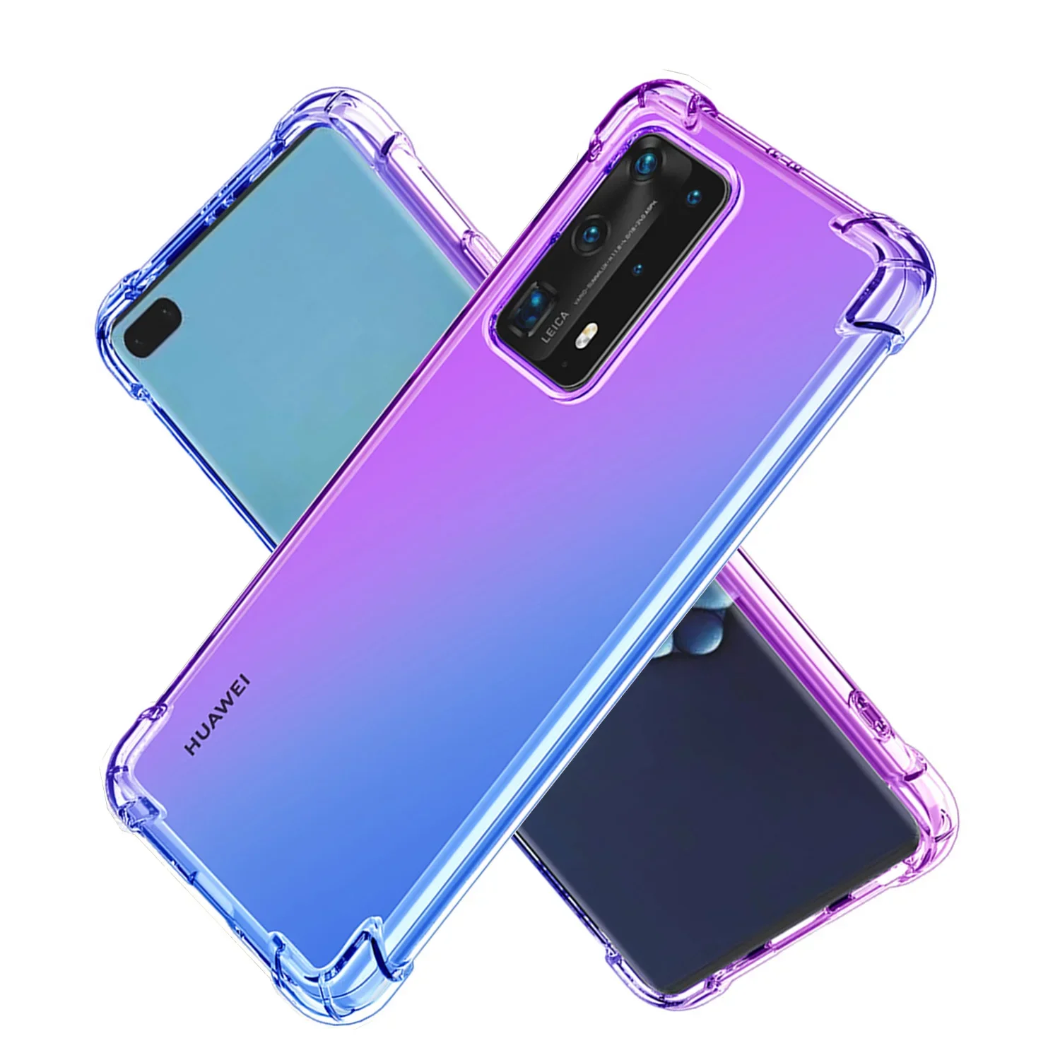 Clear Cute Gradient Case For Huawei P50 Pro P40 Lite 5G P30 Pro P20 Lite Slim Anti Scratch Flexible TPU Shockproof Cover