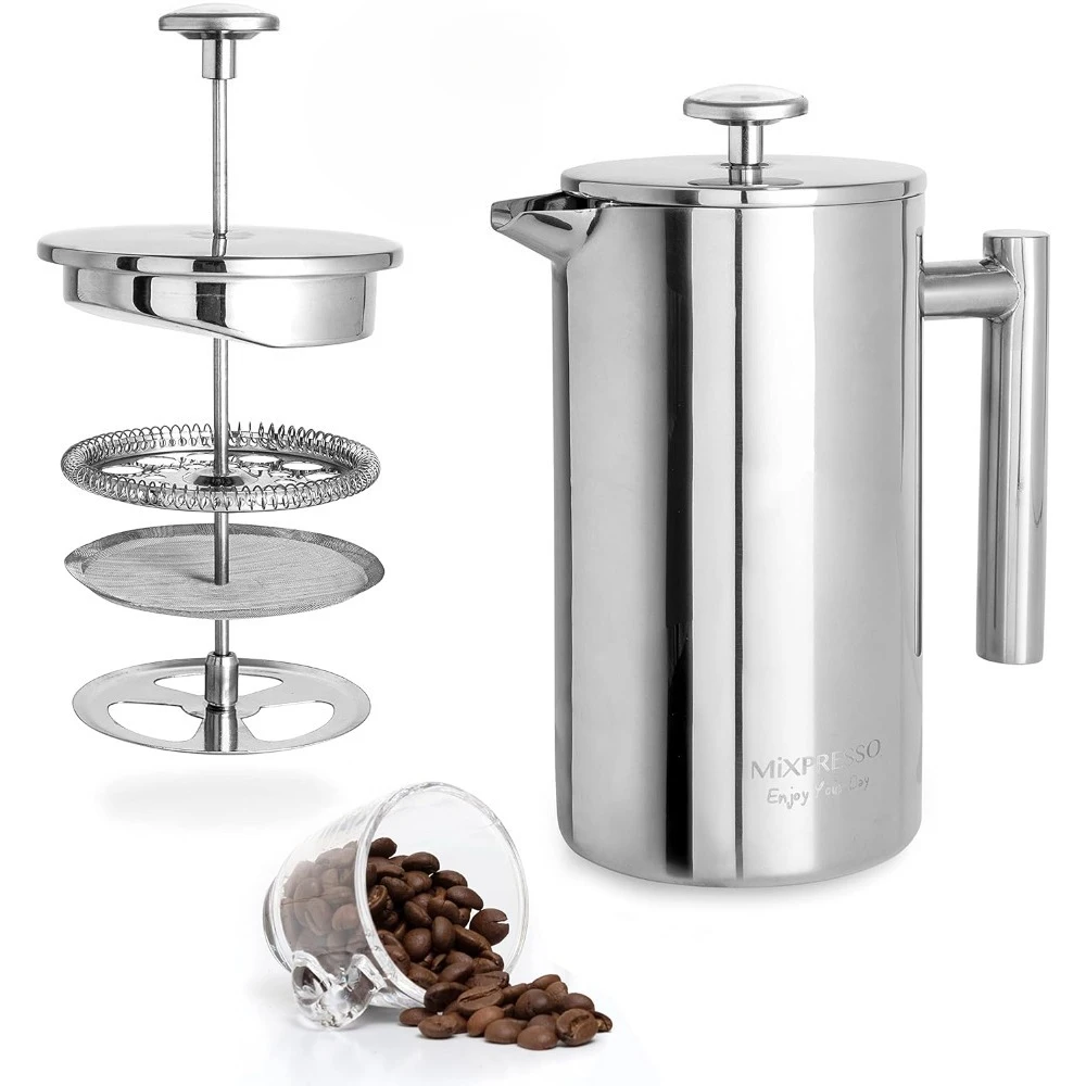 350ml Stainless Steel French Press Coffee Maker  Double Wall Insulated French Press Easy Clean Easy Press Durable Metal