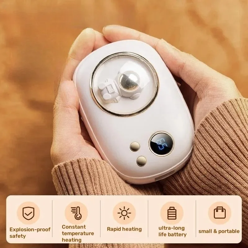 10000mAh New USB Hand Warmer Mini Astronaut Display 2-in-1 Heated Mobile Power Bank Cute Suitable for Girls To Charge Portable view 2