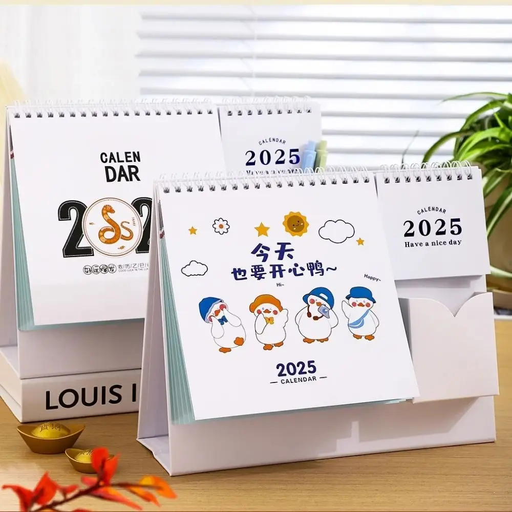 Criativo 2025 calendário de mesa simples portátil agenda planejador agendador mesa decoração em pé flip calendário escritório papelaria