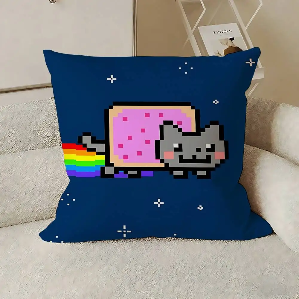 لطيف N-نيان القطط آرت صانع حالة أفخم النسيج لينة المخدة مزدوجة الوجهين طباعة غطاء الوسادة الهدايا المنزلية