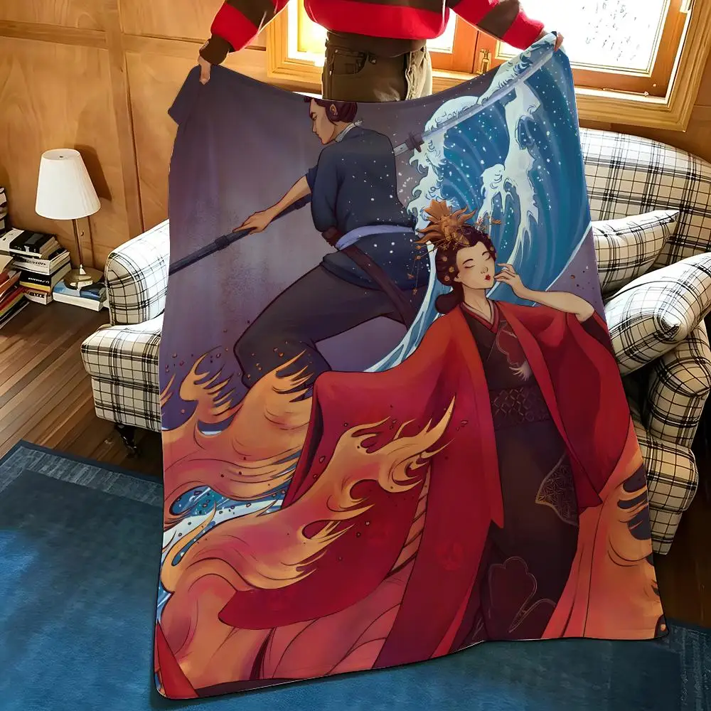 Animation B-Blue E-Eye S-Samurai Throw Flannel Cozy Print Blanket, Portable, Durable  Machine Washable cute Cool