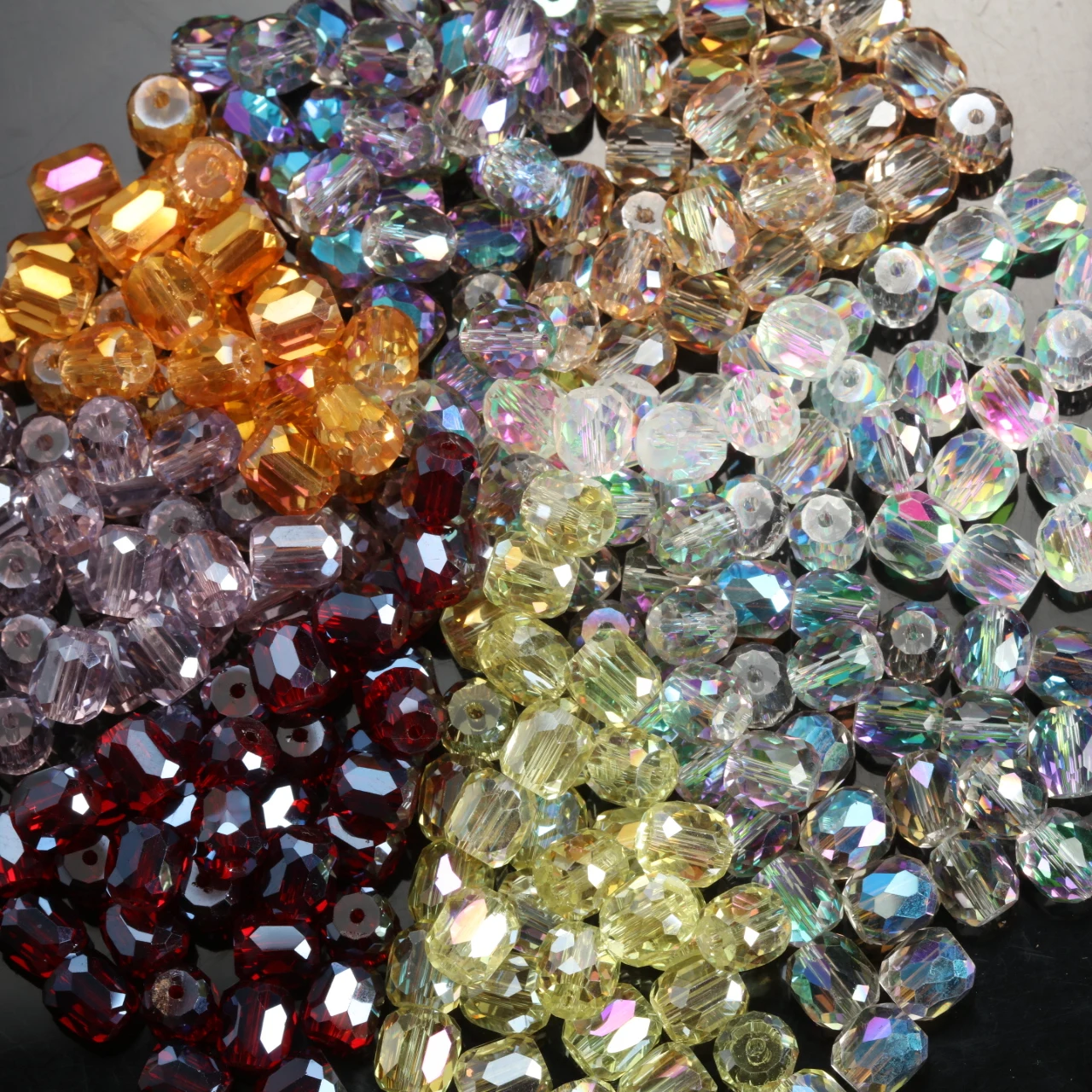 8x9mm Faceted AB Color Inlaid Glass Barrel Beads Crystal Transparent Spacer Beads for DIY Jewelry Making Bracelet Necklace