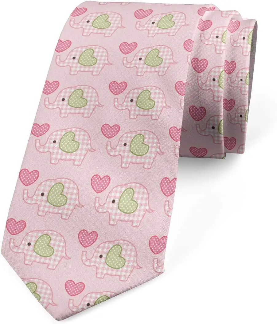 Kawaii Plaid Elephant Lovely Girl Women Tie Multicolor Modern Men's Tie Print Soft One Size