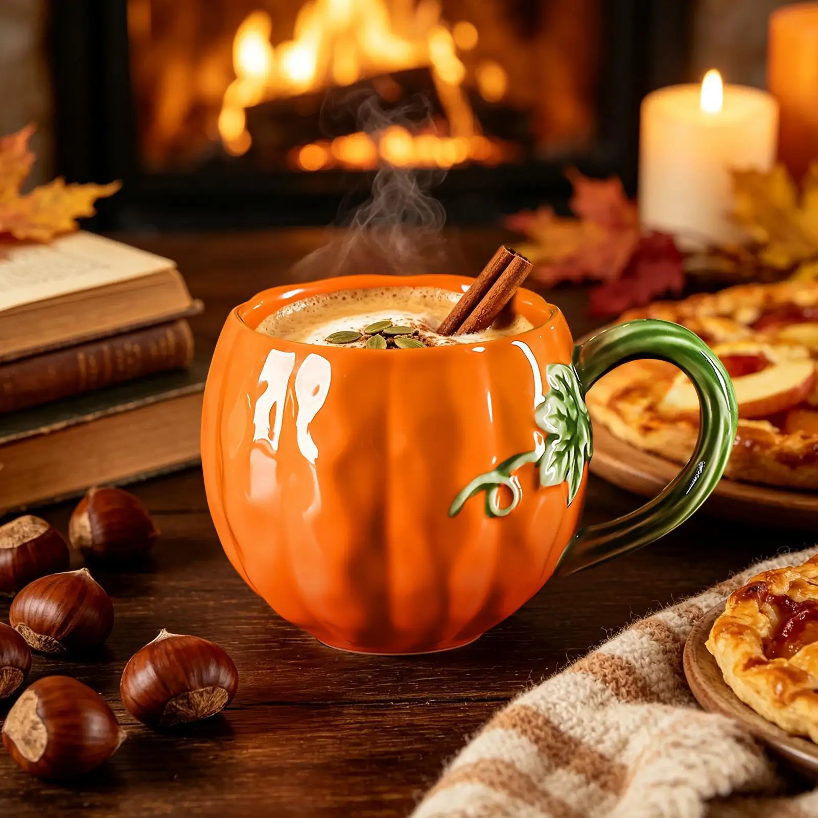 380ml Pumpkin Ceramic Mug Harvest Festival Coffee Cup Autumn Decoration For Milk Water Juice Latte Tea Thanksgiving Day