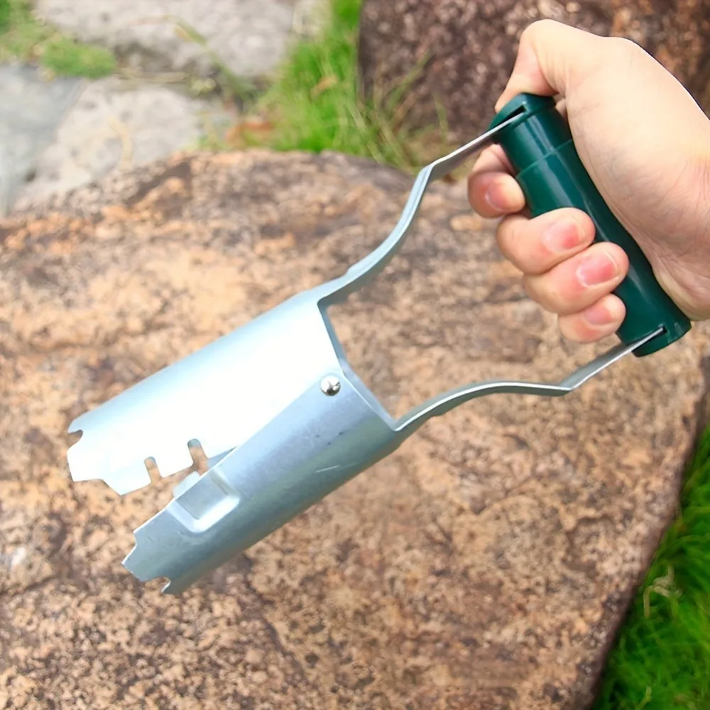 Edelstahl-Sämaschine für den Gartenbau mit Holzgriff, Lochbohrer, Setzlings- und Blumenpflanzgerät