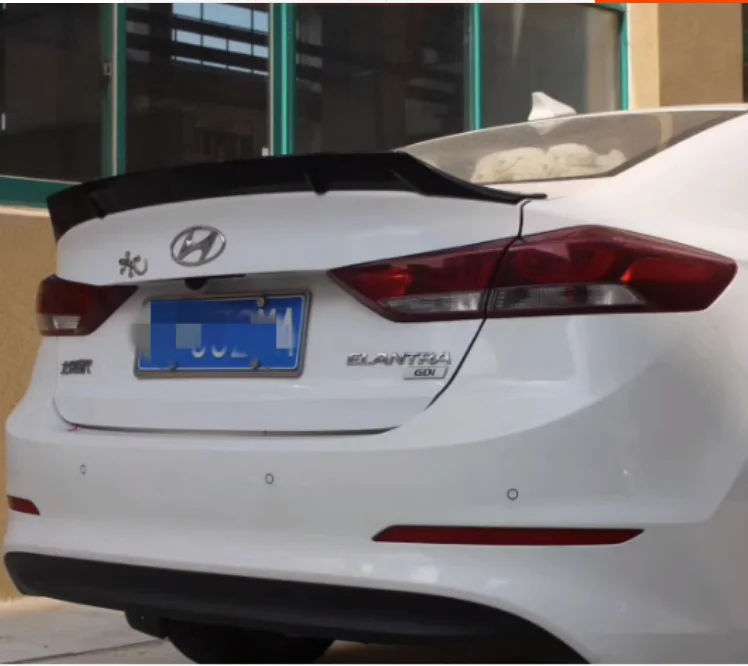 For Hyundai Elantra lip spoiler wing 2017 2018 2019 Car Rear Wing Primer Color rear Trunk tail fin sports