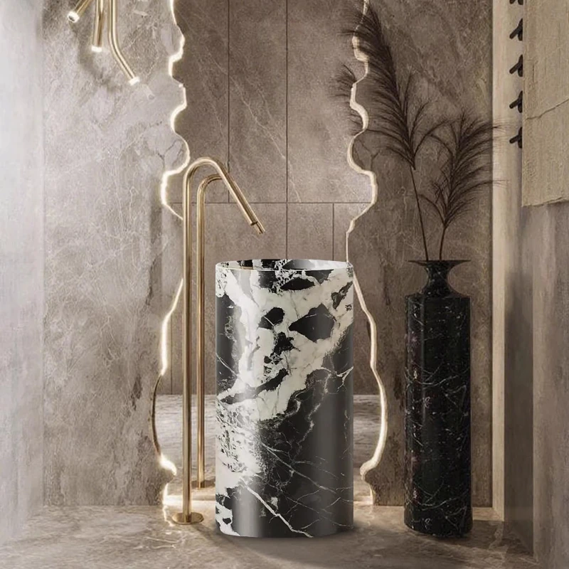 

Natural marble column basin household hotel bathroom bathroom face washstand