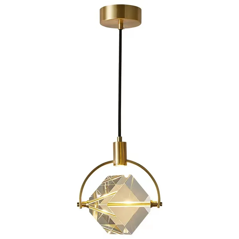 

Bedside chandelier, bedroom wrought iron electroplated crystal chandelier, modern light luxury Internet celebrity double
