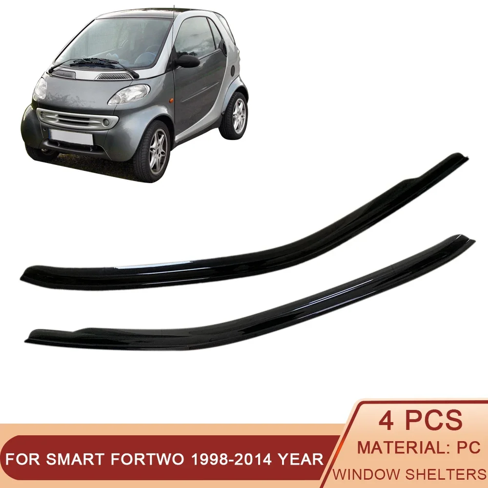 For Smart Fortwo 450 Fortwo 451 1998-2014 Auto Side Window Wind Deflector Visors Black Rain Guard Door Visor Shades Dark Smoke