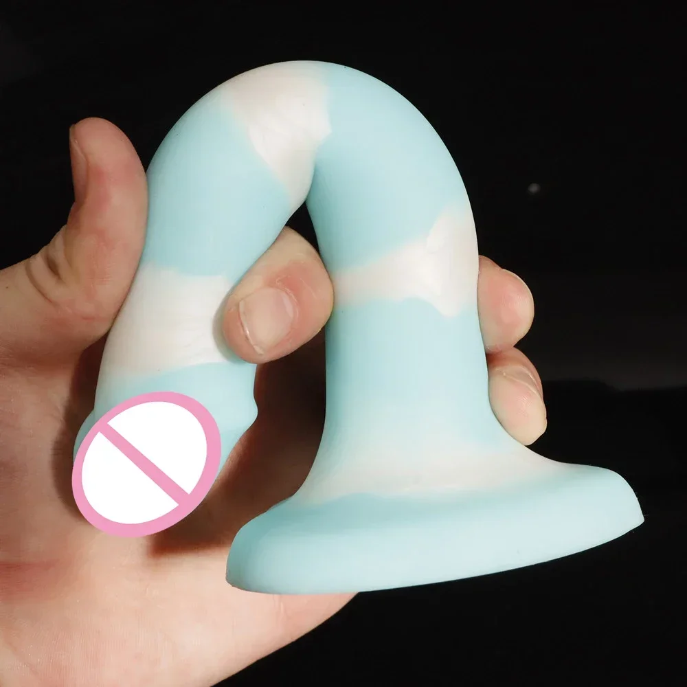 Little Thin Dick Realitic Dildo Anal for The Beginner Soft Silicone Penis with Lovely Heart Shaped Suction Cup Anal Sex Toys