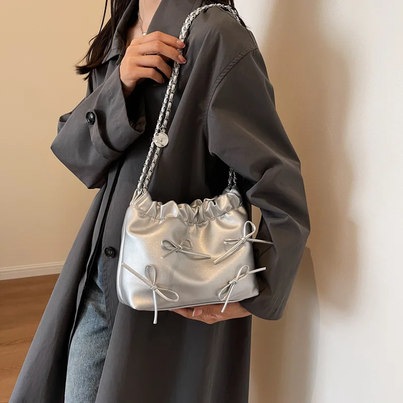 Crossbody Pleated Bag Shoulder Design Handbag For Woman New Versatile Simple Bucket Fashion Casual High-Quality Messenger Luxury