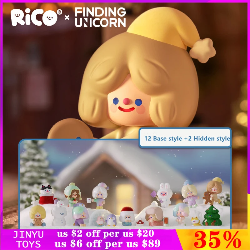 

Origina Finding Unicorn Rico Happy Winter Days Series Blind Box Action Fgure Figurines Toys Kawaii Model For Girl Surprises Gift