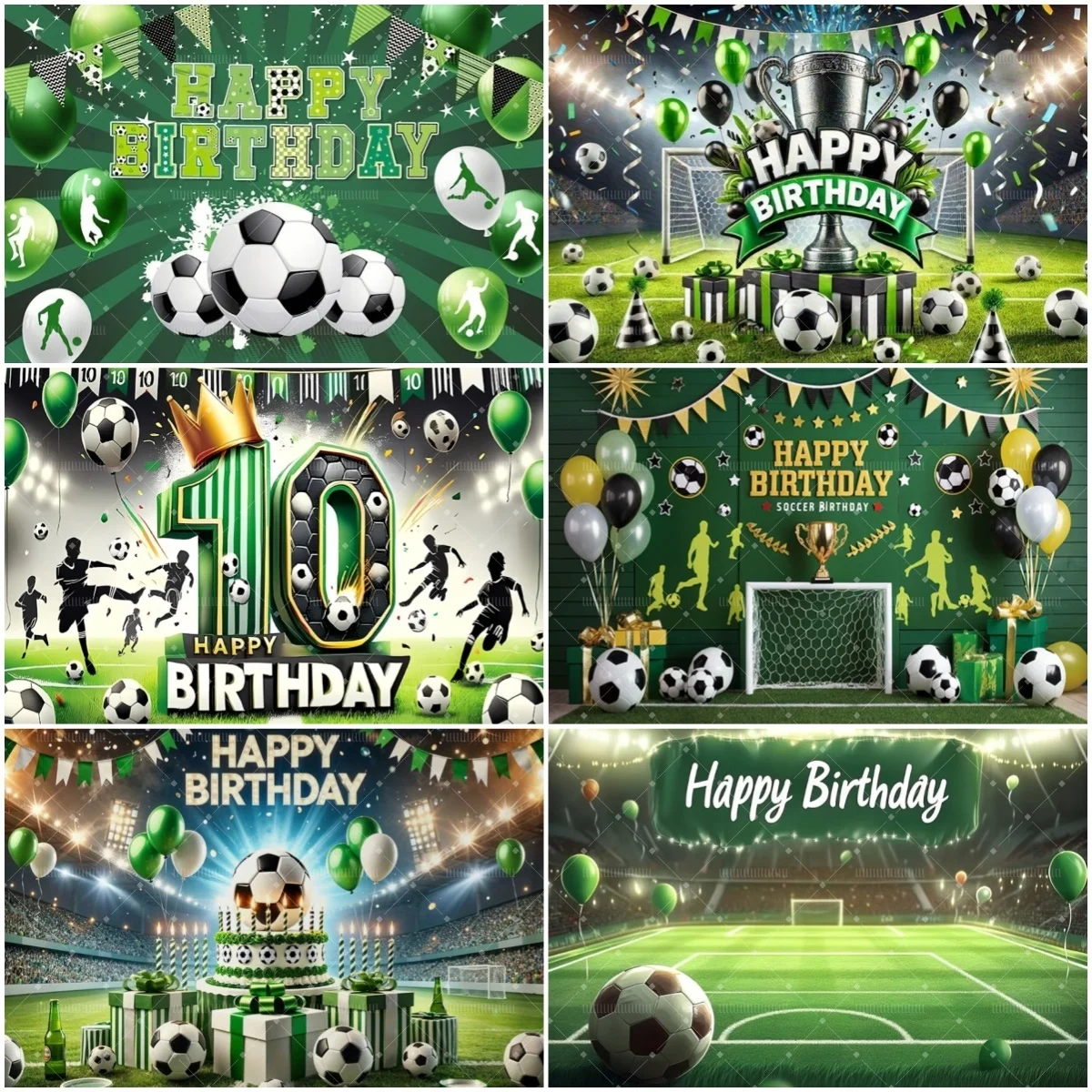

Football Theme Birthday Party Banner Background Green Blue Balloon Backdrop Boy Photo Booth Props Kids Child Gifts