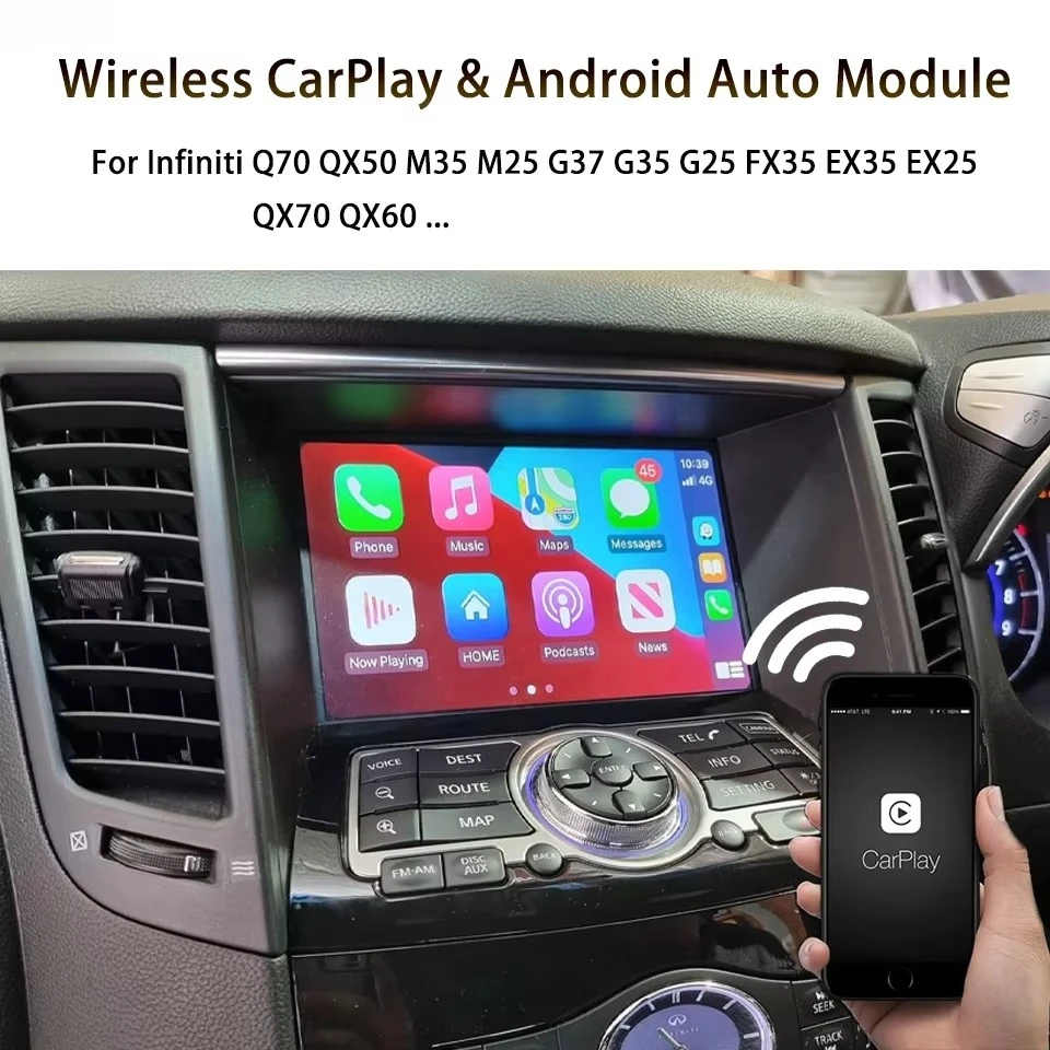 Wireless Android Auto Apple CarPlay Upgrade Module for Infiniti G37 G35 M35 M25 QX60 QX70 Q70 FX EX Car Multimedia Interface