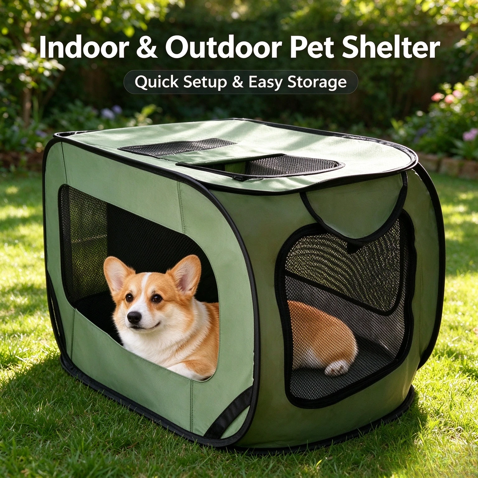 Lightweight Foldable Pet Containment Tent, Multi Mesh Windows, Travel Friendly Pet Playhouse for Small Pets