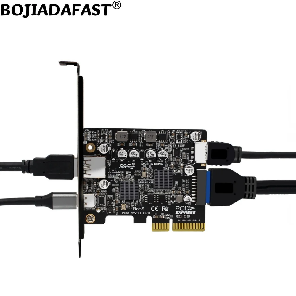 

PCI Express PCIe X4 PCI-E 4X–10 Гбит/с USB 3.2 Type-A Type-C Type-E 19-контактный разъем-адаптер Плата расширения ASM3142 VL822