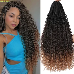 Bewill 1- 8 Packs Goddess Bohemian Box Braids Crochet Hair With Curly Ends 14 18 24 Inches Synthetic Box Braids Hair Extensions