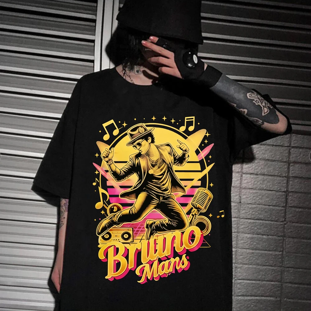 

Футболка Bruno Mars 2026, мужская и женская, в стиле Харадзюку, с коротким рукавом, круглым вырезом, повседневная рубашка