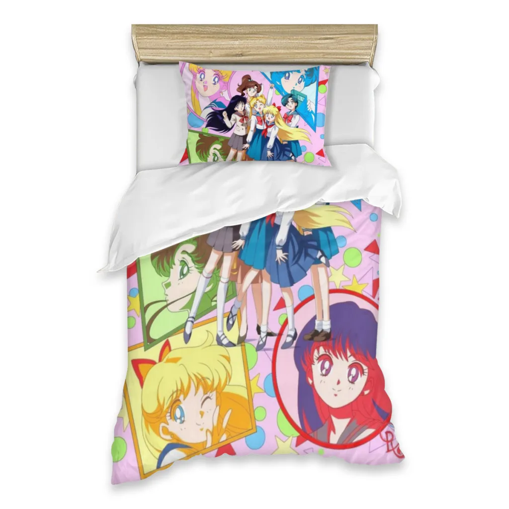 

Sailor-Moon Bed Sheets Set Comforter Quilt Cover Duvets Single Bedding