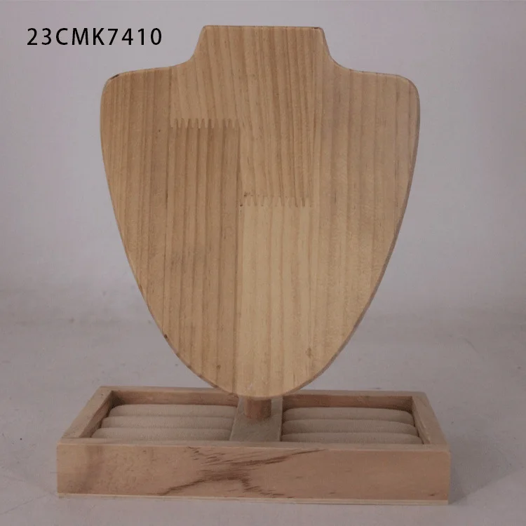 Retro and old wooden necklace display board, multi-slot jewelry rack, counter ring necklace pendant display props