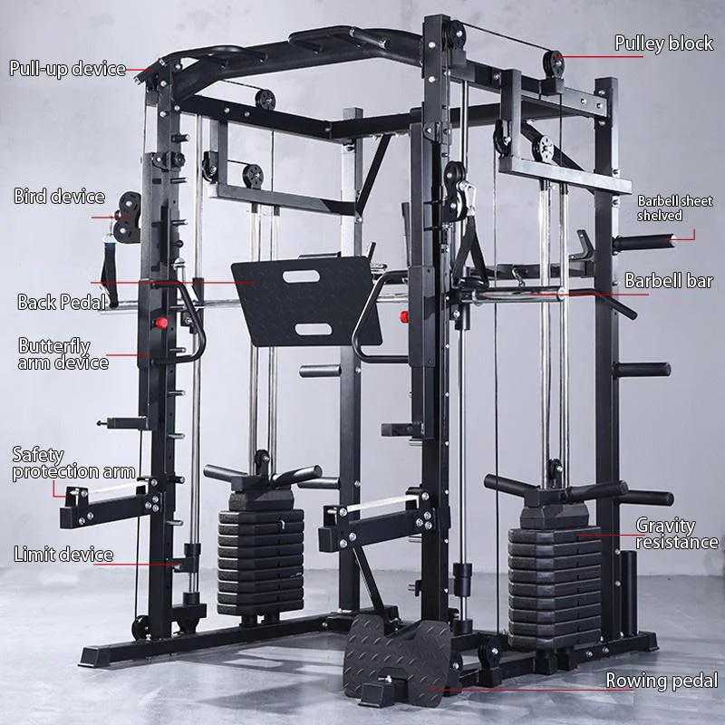2026 All in One Smith Machine Power Cage Cable Crossover LAT Pulldown Squat Rack Weight Bench Home Gym Multi Function Trainerpro