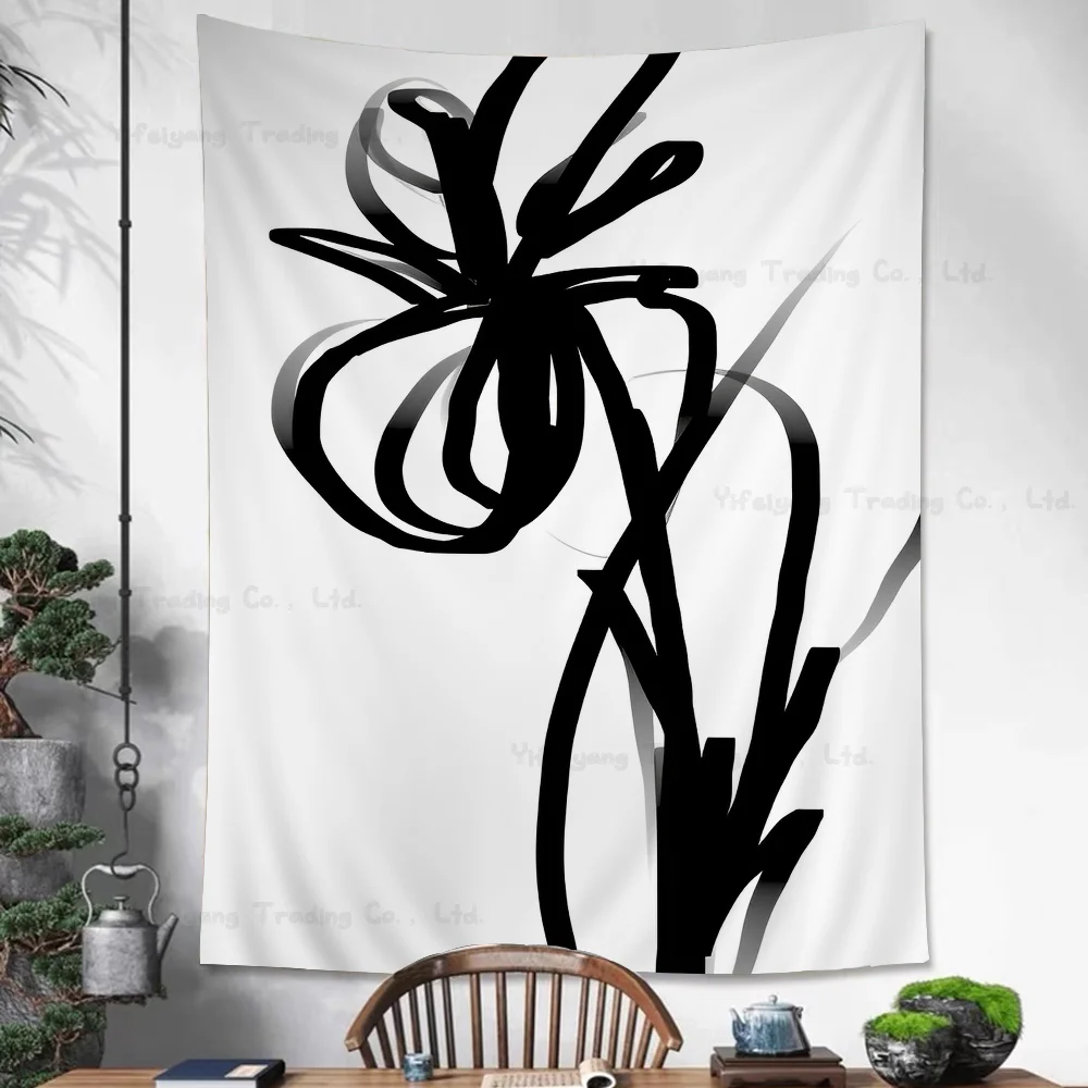 

Minimalism Black And White Painting Printed Large Wall Tapestry Indian Buddha Wall Decoration Witchcraft Bohemian Wall Art Decor