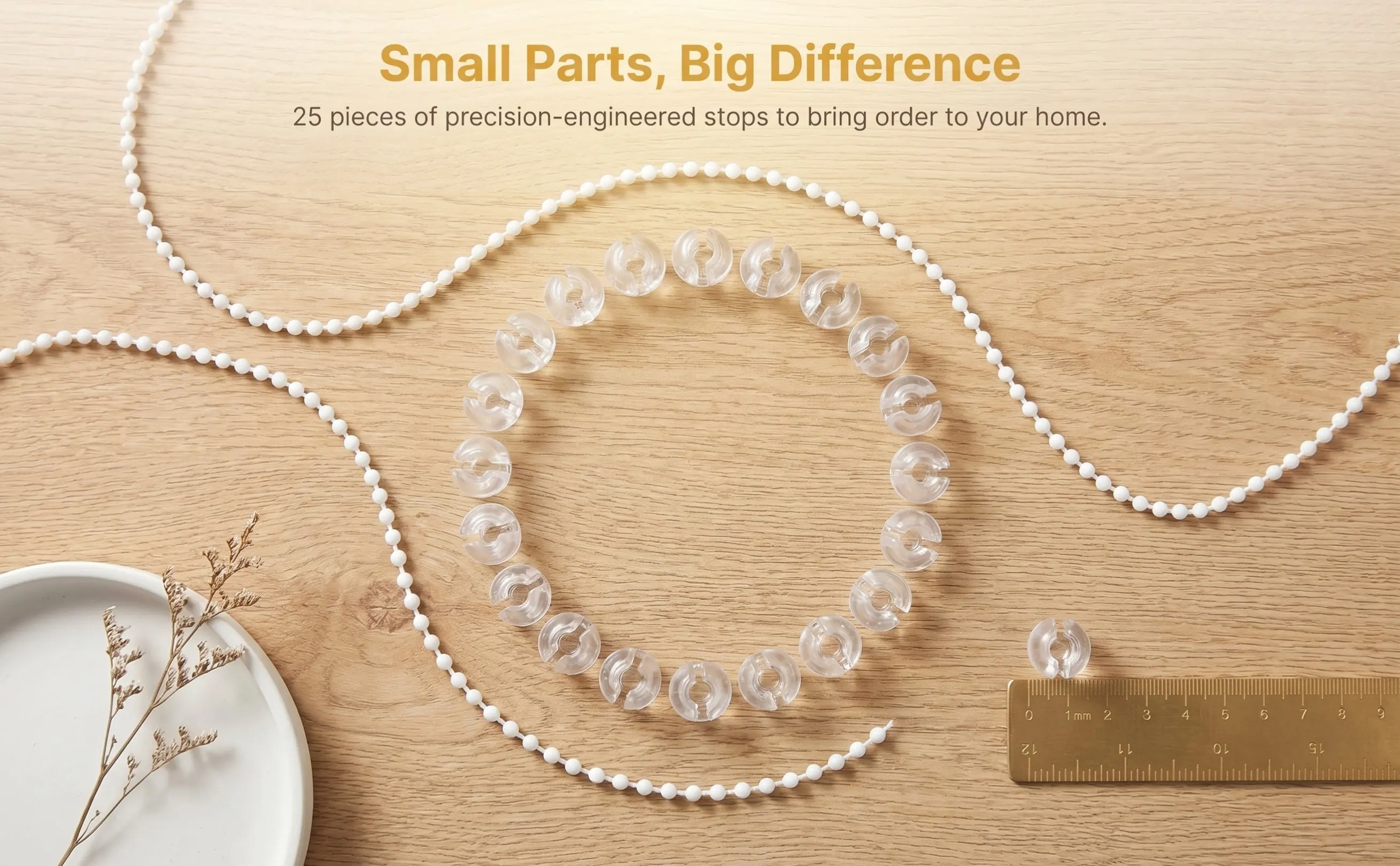 25Pcs Transparent Bead Chain Stop for Blinds Curtains Vertical Blinds Louvers Easy Adjust Secure Crimp Stop Replacement