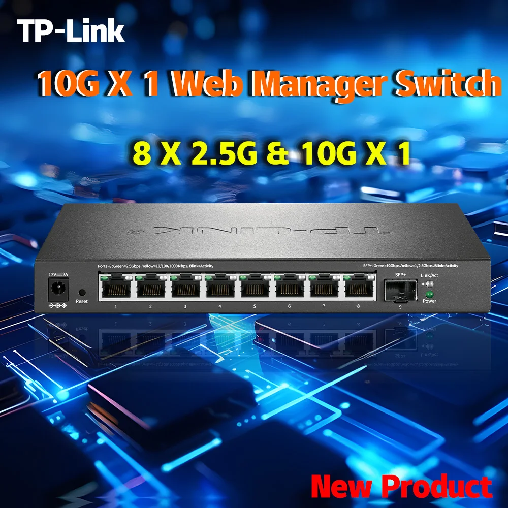 TP-LINK 고속 네트워크 관리, 8 포트 풀 2.5G 스위치, 10G SFP 이더넷 허브 리피터, Vlan 절연 networTL-SE2109, 10000M