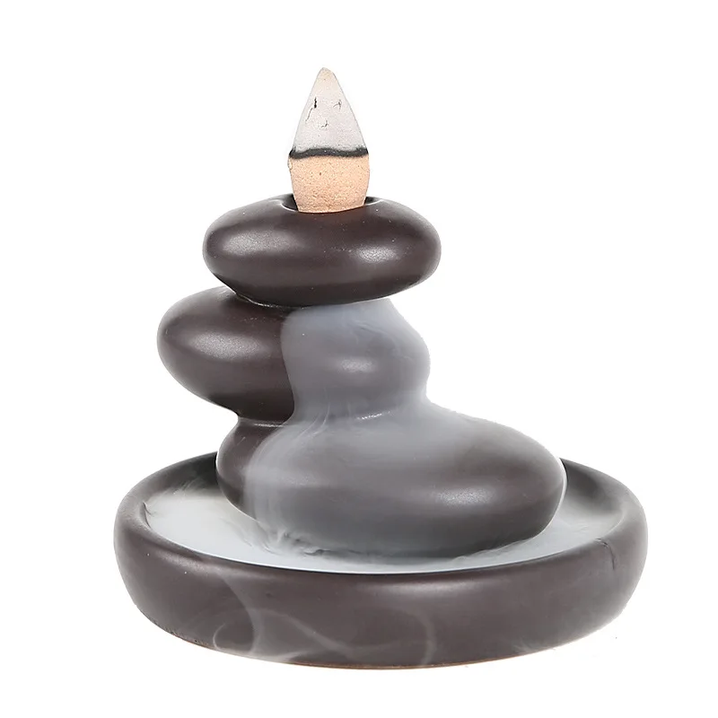 Backflow incense burner stone rockery, antique ceramic incense burner incense ware, new home indoor return incense burner view 5