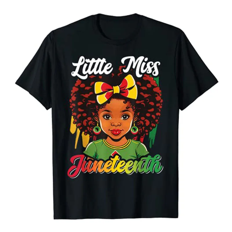 Kids Little Miss Juneteenth Shirt Girl Toddler Black History T-Shirt African American Freedom & Independence Graphic Tee Tops