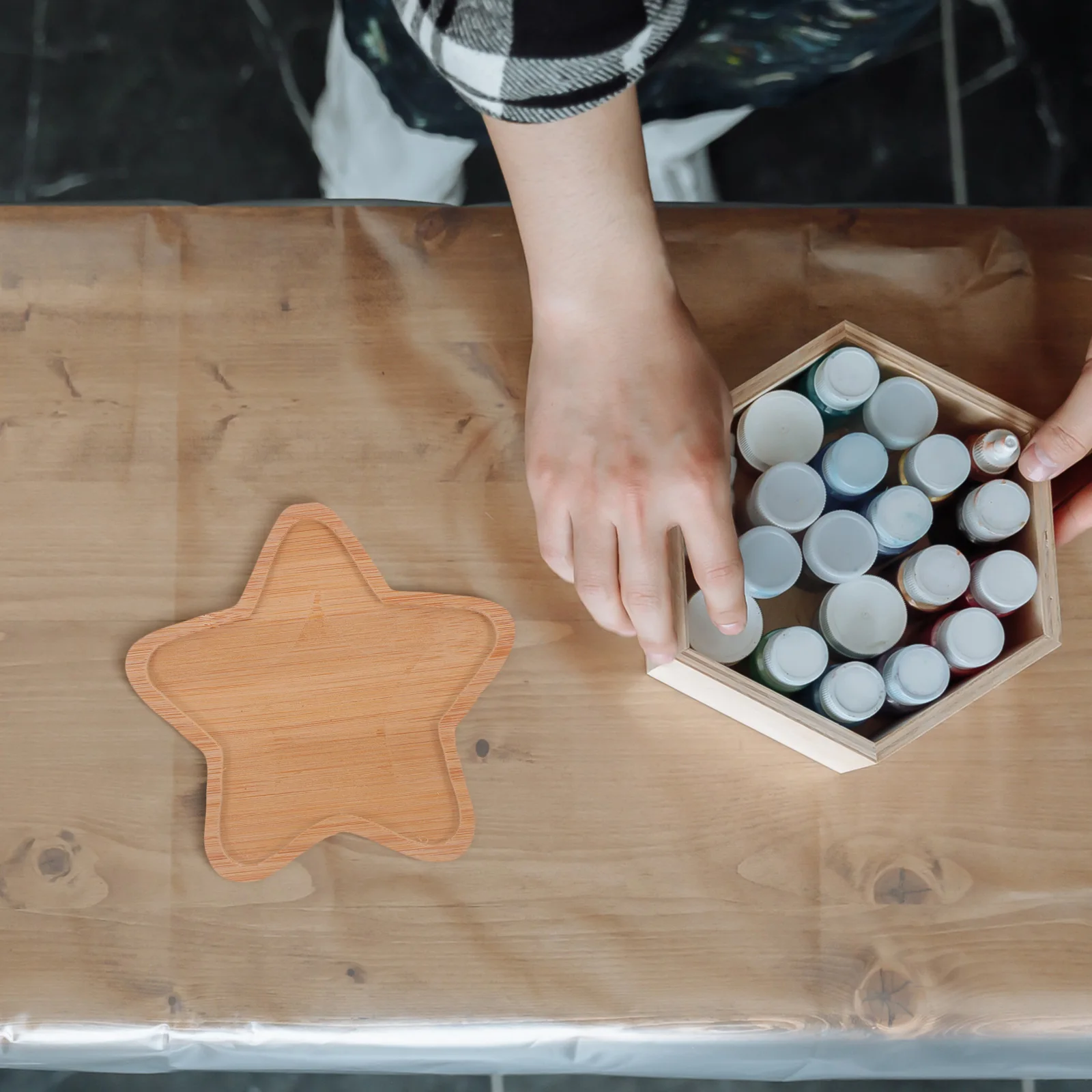 

Mosaic Craft Base Star Shape Coaster Making Supplies DIY Wooden Tray Bamboo Cup Blank Wood Art Home Decor Accessories