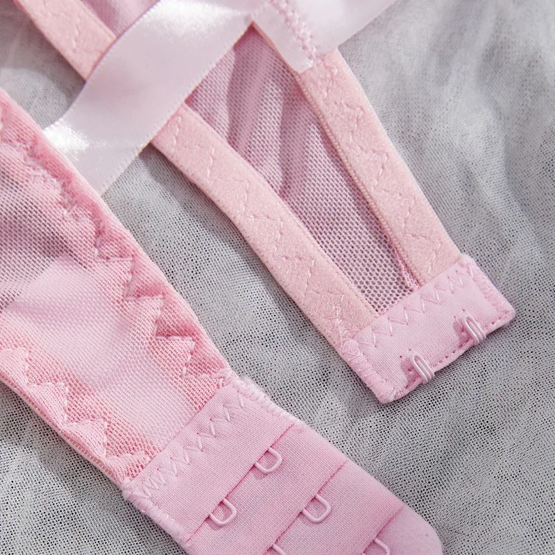 Toucheart المثيرة الملابس الداخلية اللباس الداخلي 2 قطعة شبكة انظر من خلال القوس عقدة الأشرطة تشكيل الجسم الرغبة النقية مغر المرأة الحميمة الصدرية مجموعة