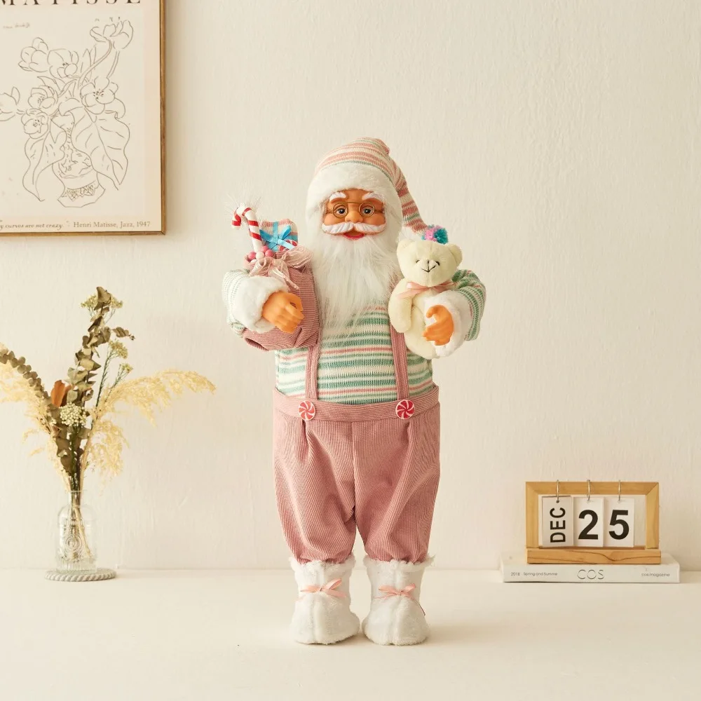 30/45cm Santa Claus Doll Standing with Gift Bag Santa Claus Statue Ornaments Plush Large Size Santa Claus Toy Kids