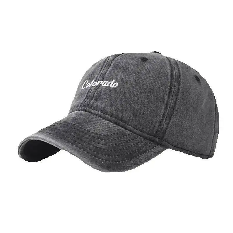 

Pure Cotton Washed Vintage New Colorado Embroidered Baseball Unisex Outdoor English Duckbill Cap