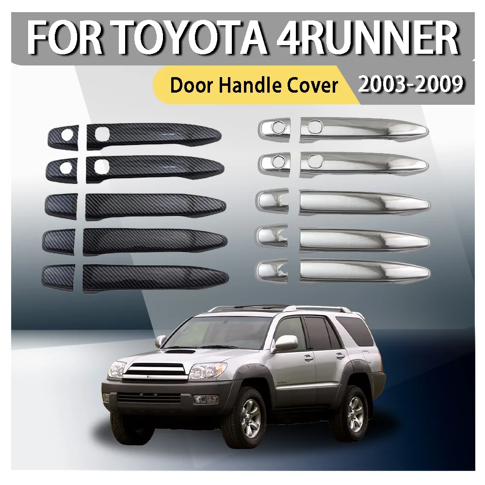 For Toyota Prado 4runner 2003 - 2009 Abs Silver Black and Carbon Fiber Car Door Handle Cover Car Accessories Exterior Decorate