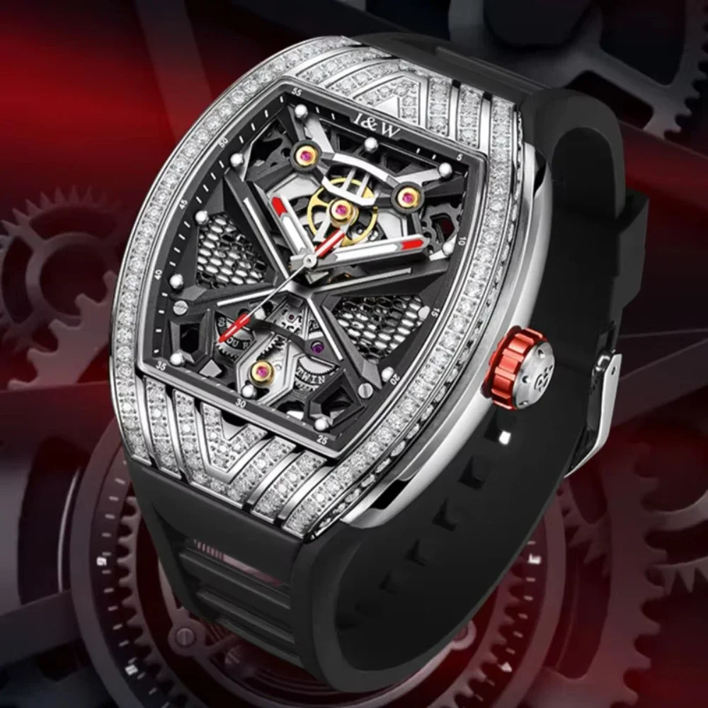 IW Carnival Szafirowe Lustro Automatyczny Mechanizm Mechaniczny Zegarki na Rękę Duża Tarcza Wodoodporny Świecący Sportowy Styl Zegarek Męski