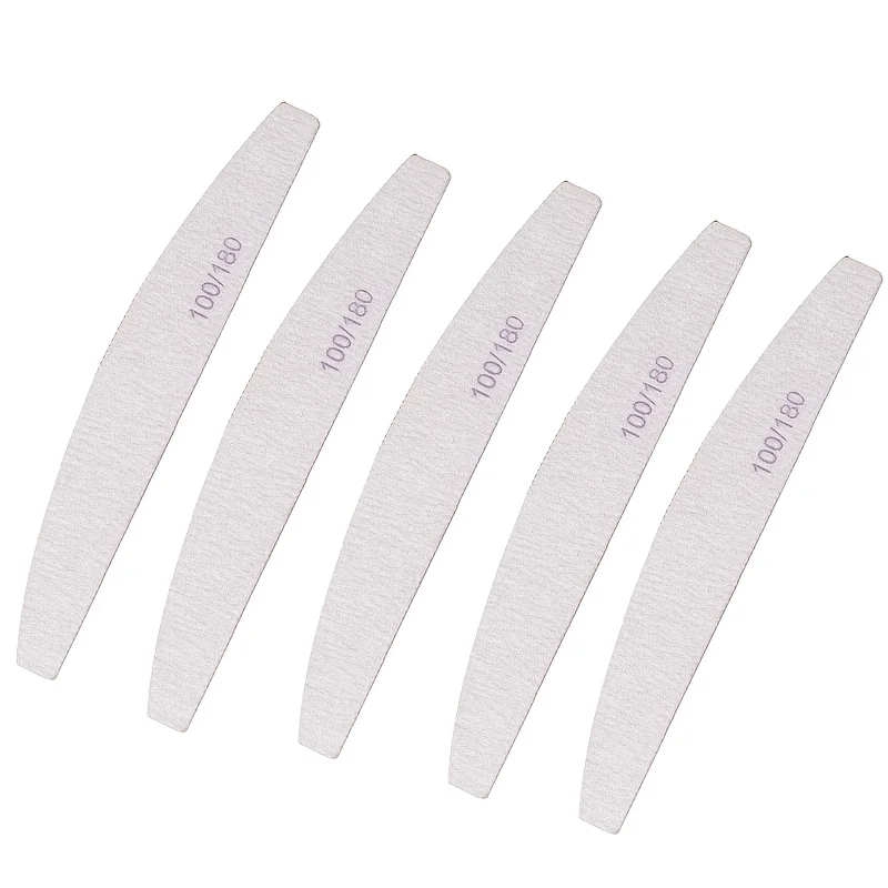 5Pcs Professional Sandpaper Nail File Buffer Set Double Sided 100/180 Grit Manicure Pedicure Tools for Acrylic Nails Salon Home