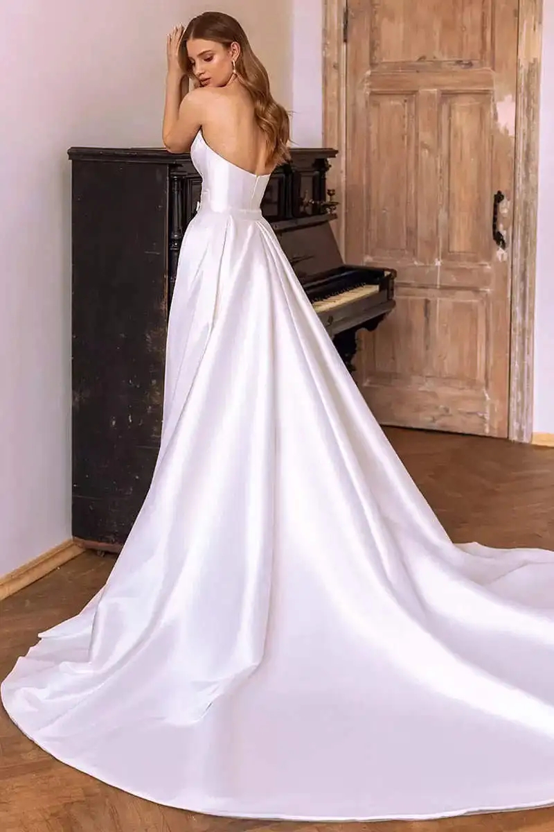 Lakshmigown Luxuriöses Meerjungfrauen-Brautkleid mit Herzausschnitt aus Satin, abnehmbarem Rock, rückenfrei und mit Reißverschluss, Abendkleid für Hochzeiten. – Detail 9