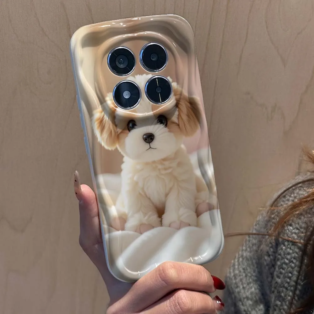 

Cute Pet Dog Creative Pattern For Xiaomi Redmi K50i K70 K50 K40S K40 K30 A4 A3x A2 14C 13C Pro 5G Wave Oil White Soft Phone Case