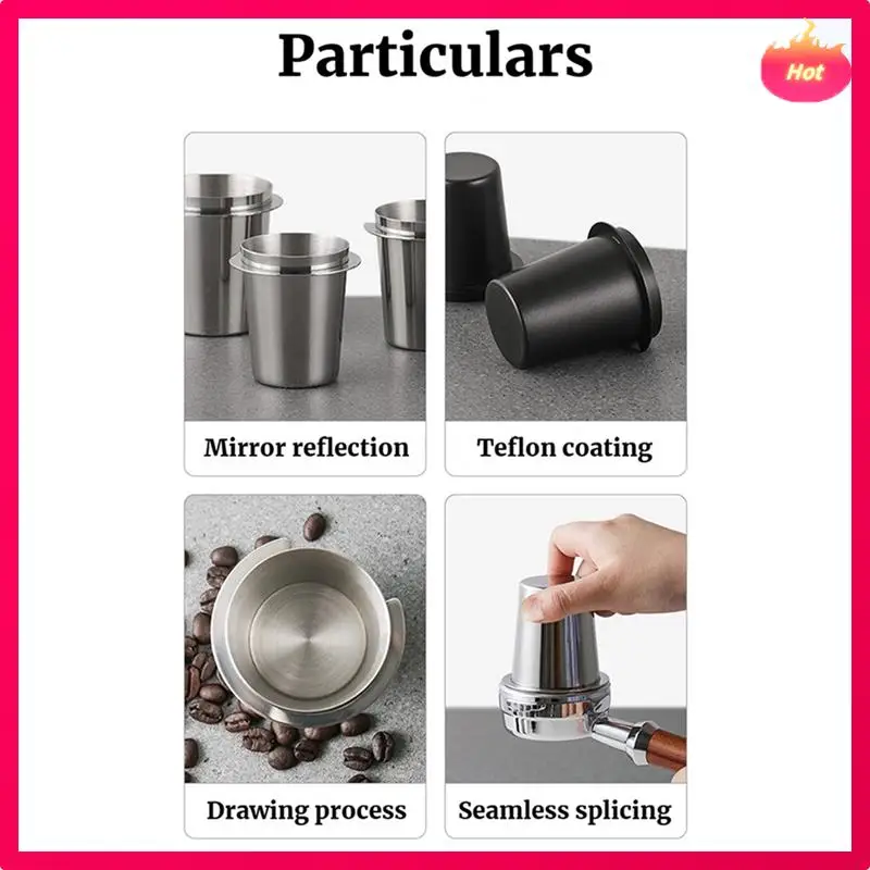 AD-ブラック 58 ミリメートルコーヒー投与カップステンレス鋼コーヒーカップ輸送カップステンレス鋼ユニバーサルパウダーコレクター簡単インストール