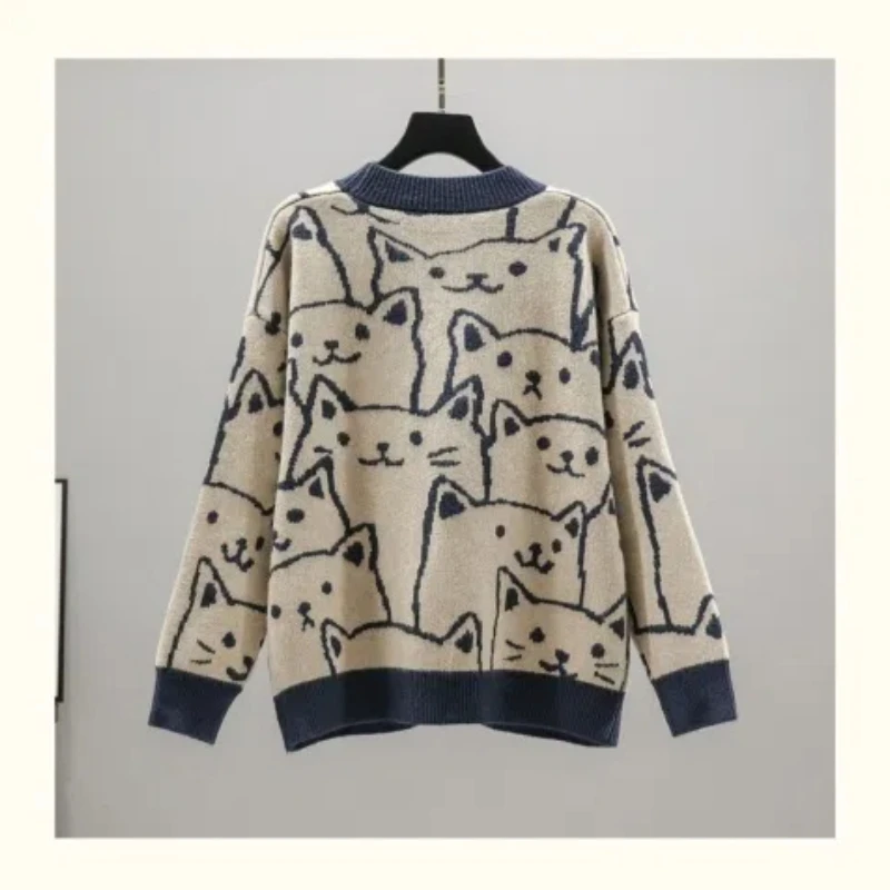 Spring and Autumn Clothing New Loose Vintage Cardigan Sweater Women's New Western-style Lazy Style Reduced Age Knitted Jacket